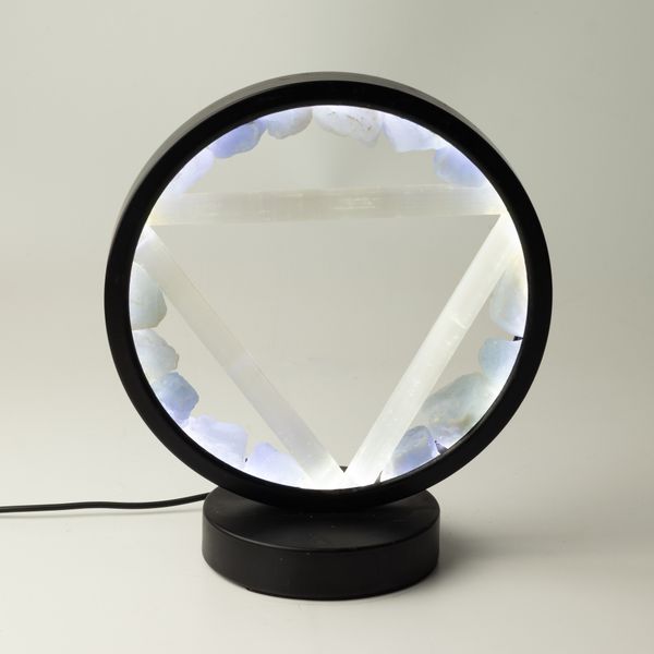 Drahokamová lampa - Voda - akvamarín a selenit