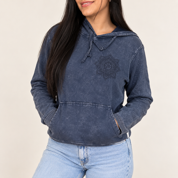 Nomad Sari – Tenká tričková mikina Stone Washed s kapucňou a klokaním vreckom - Fialová