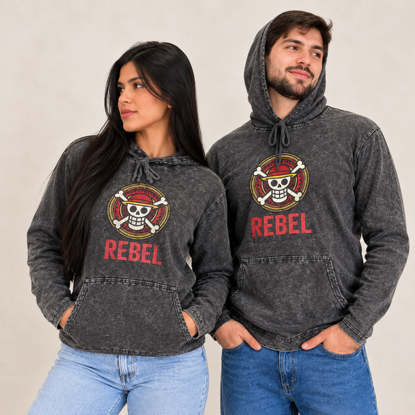 S Nomad Sari – Tenká tričková mikina Stone Washed s kapucňou a klokaním vreckom - šedá REBEL