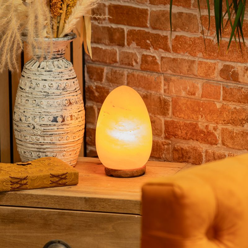 Soľná lampa tvaru vajca – drevená základňa