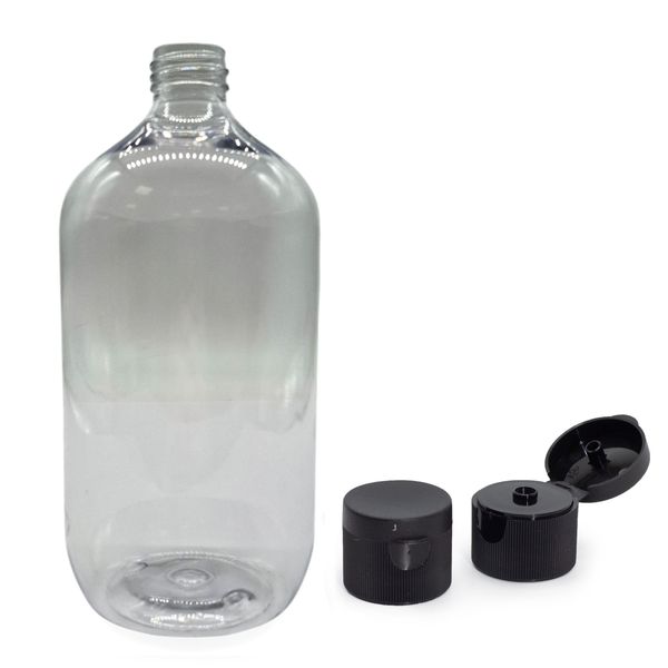 1000 ml Číra Plastová Fľaša Boston s Uzáverom 28 mm