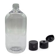 1000ml priehľadná plastová fľaša Boston s vyklápacím uzáverom 28mm