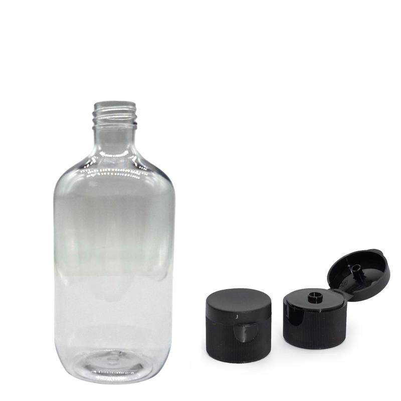 500ml číra plastová fľaša typu Boston s vyklápacím uzáverom 28mm