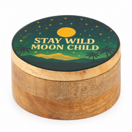 Okrúhla smaltovaná krabička - Stay Wild Moon Child