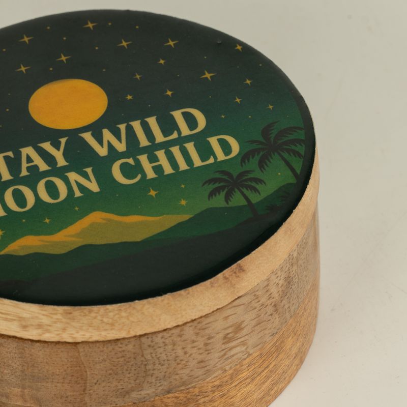 Okrúhla smaltovaná krabička - Stay Wild Moon Child