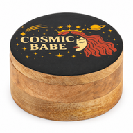 Okrúhla smaltovaná škatuľka - Cosmic Babe