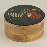 Okrúhla smaltovaná škatuľka - Cosmic Babe