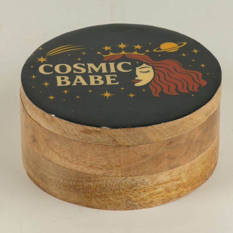 Okrúhla smaltovaná škatuľka - Cosmic Babe