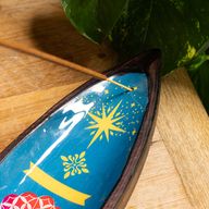Smaltovaná miska na vonné tyčinky – mangové drevo – mandala