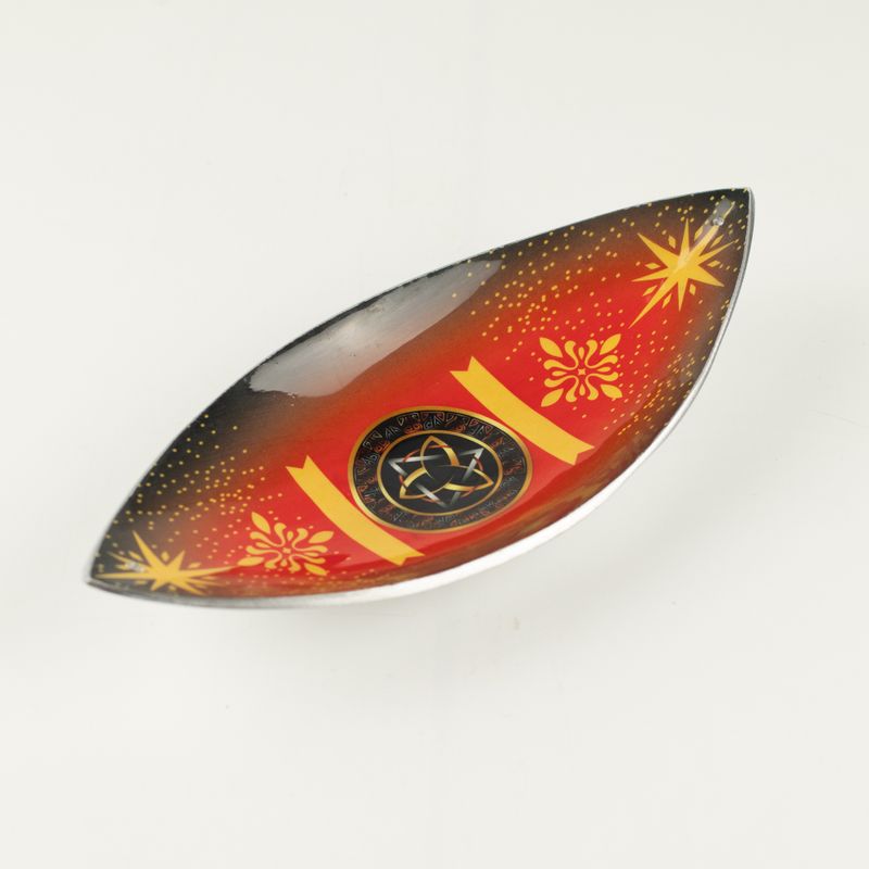Smaltovaná miska na vonné tyčinky - hliník - pohanská triquetra