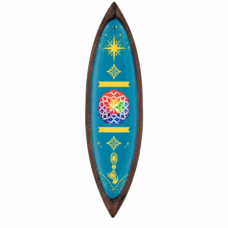 Smaltovaná miska na vonné tyčinky – mangové drevo – mandala
