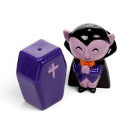 Strašidelná keramická súprava soľničky a koreničky Dracula a rakva
