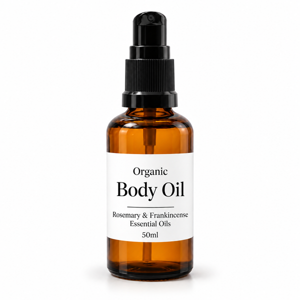 Organický Telový Olej 50ml - Rozmarín a Kadidlo - Bez Etikety