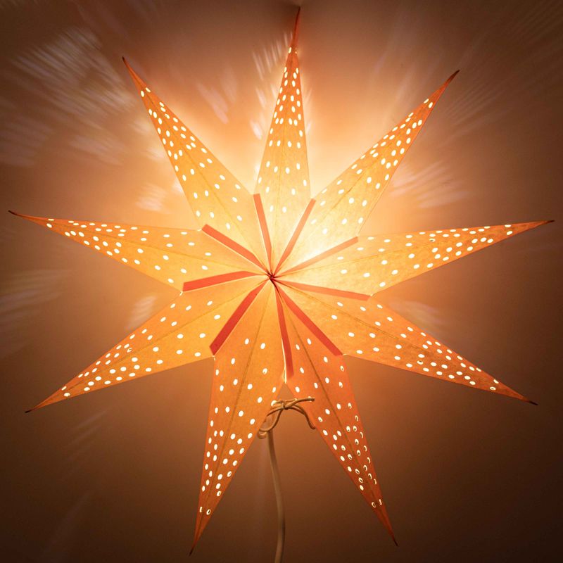 Hviezdna lampa - oranžové svetlá, deväťcípa - 45 cm