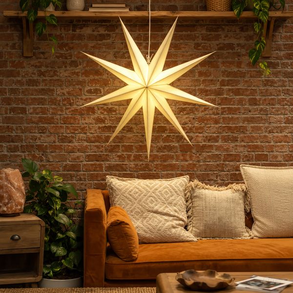 Papierové tienidlo na lampu v tvare hviezdy - Super Nova Champagne Glitter - deväťcípe - 90 cm
