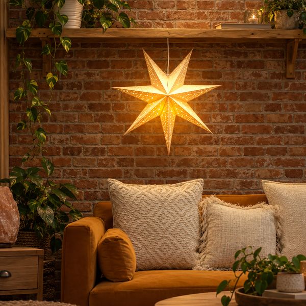 Papierové tienidlo na lampu v tvare hviezdy - Classic White - sedemcípe - 60 cm