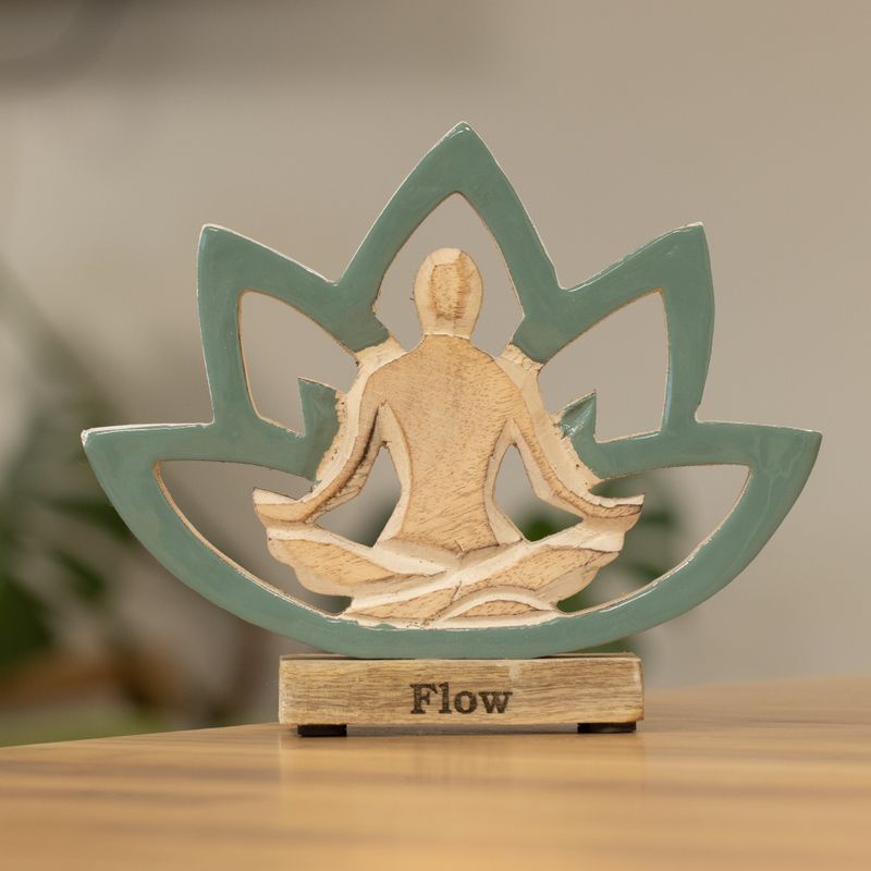 Drevená jogínka – Lotosový kvet – tyrkysová – Flow