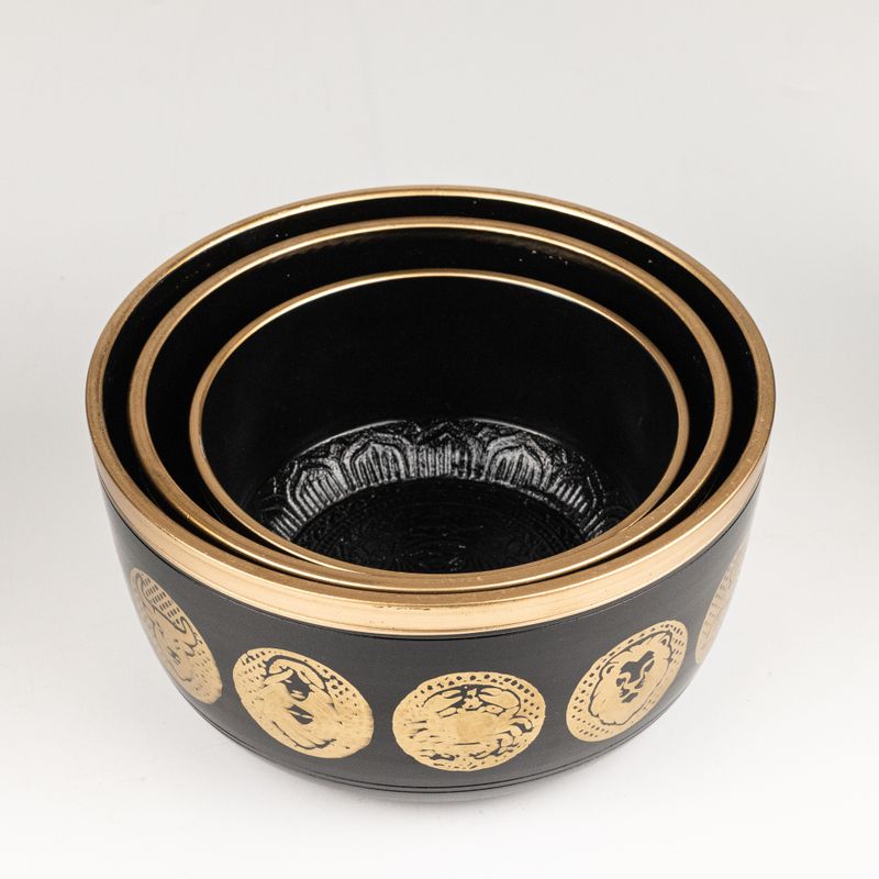 Čierne zverokruhové misky – sada 3 kusov – 15 cm, 19 cm, 20 cm