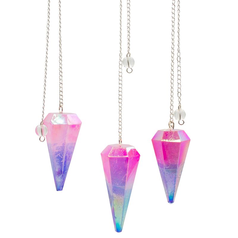 Šesťhranné kyvadlo – Aurora Crystal ružovo-modré