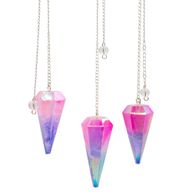 Šesťhranné kyvadlo – Aurora Crystal ružovo-modré