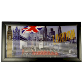 Ikonický 3D Obraz 23 x 50 cm - Londýn a vlajka