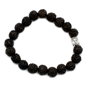 6x Rudraksha Mala Buddha  Náramok - Tmavý