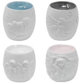 4x Klasická Biela Aroma Lampa - Rôzne Dizajny s Anjelmi
