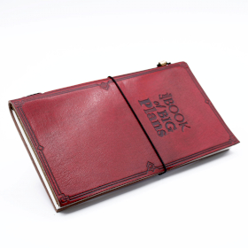 Ručne Vyrábaný Kožený Zápisník - Malá Kniha s Veľkými Plánmi - Červený (80 strán)