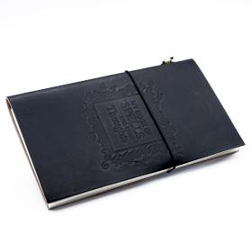 Ručne Vyrábaný Kožený Zápisník -Moja Kniha Kúziel a Ďalších Myšlienok - Čierny (80 strán)