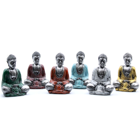 6x Strieborný Mini Budha (Rôzne Farby)