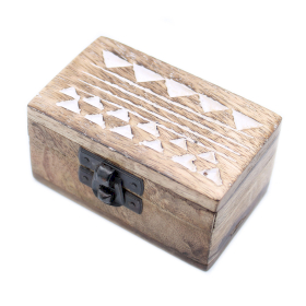 10x Drevené Krabičky - Biela Vymývaná - Aztécky Vzor - Malé