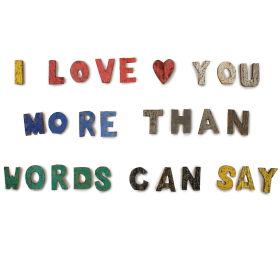 28x Rustikálne Písmená z Drevenej Kôry Farebné - I love you more than words can say..