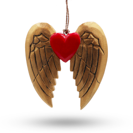 2x Zlaté Vianočné Anjelské Krídlo so Srdcom - Čierny Detail