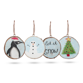 Let it Snow – Ručne Maľované Vianočné Dekorácie (sada 4 ks)