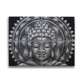 Detail Brokátu Sivý Buddha Mandala Obraz 30x40cm x 4