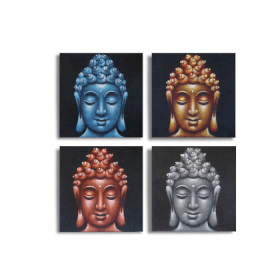 Sada 4 Obrazov Buddhu Pieskový Detail 30x30cm