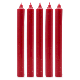 100x Stolové Sviečky Jednofarebné - Rustikálna Červená