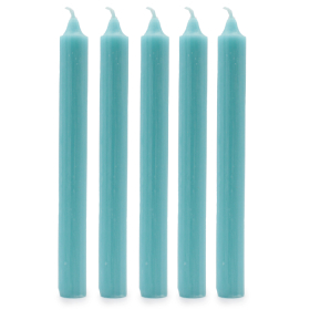 100x Stolové Sviečky Jednofarebné - Rustikálna Svetlá Modrá