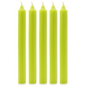 100x Stolové Sviečky Jednofarebné - Rustikálna  Limetkovo Zelená