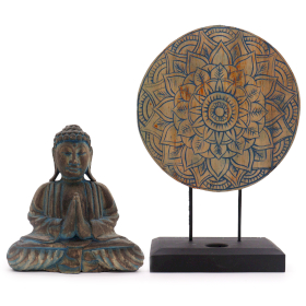 Budha Feng Shui Set - Kvetinová Mandala - Modrý