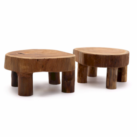 2x Nízký Teakový Stojan - 24 x 10 cm