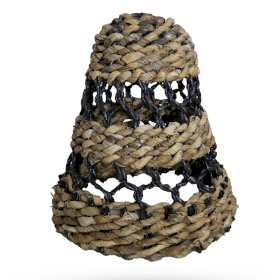 Veľké Tienidlo na Lampu z Banánového Listu  Hitam Raffia - H:36xD:34cm