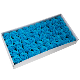 50x Mydlové Kvety pre Šikovné Ruky - Stredná Ruža - Modrá