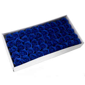 50x Mydlové Kvety pre Šikovné Ruky - Stredná Ruža - Kráľovská Modrá