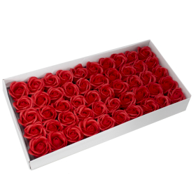 50x Mydlové Kvety pre Šikovné Ruky - Stredná Ruža - Červená