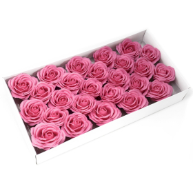 25x Mydlové Kvety pre Šikovné Ruky - Veľká Ruža - Tmavá Ružová