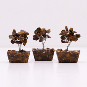 12x Mini Stromčeky z Drahých Kameňov na Orgonitovej Základni - Tigrie Oko (15 kameňov)