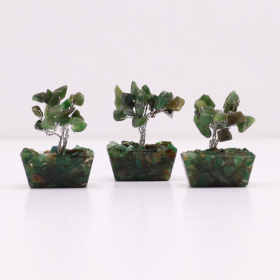 12x Mini Stromčeky z Drahých Kameňov na Orgonitovej Základni - Zelený Avanturín (15 kameňov)