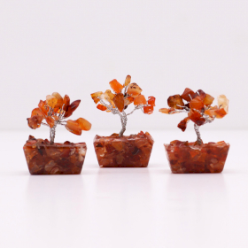 12x Mini Stromčeky z Drahých Kameňov na Orgonitovej Základni - Karneol  (15 kameňov)