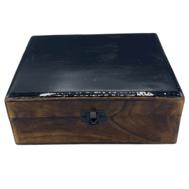 Veľká Drevená Krabička s Keramickou Glazúrou - 20x15x7.5cm - Čierna